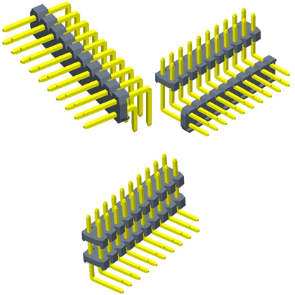 2.00mm排针 双排 90度 单塑/多塑